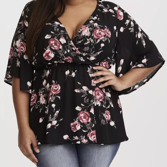 Torrid Sheer Floral Top Size 3 - Picture 1 of 5